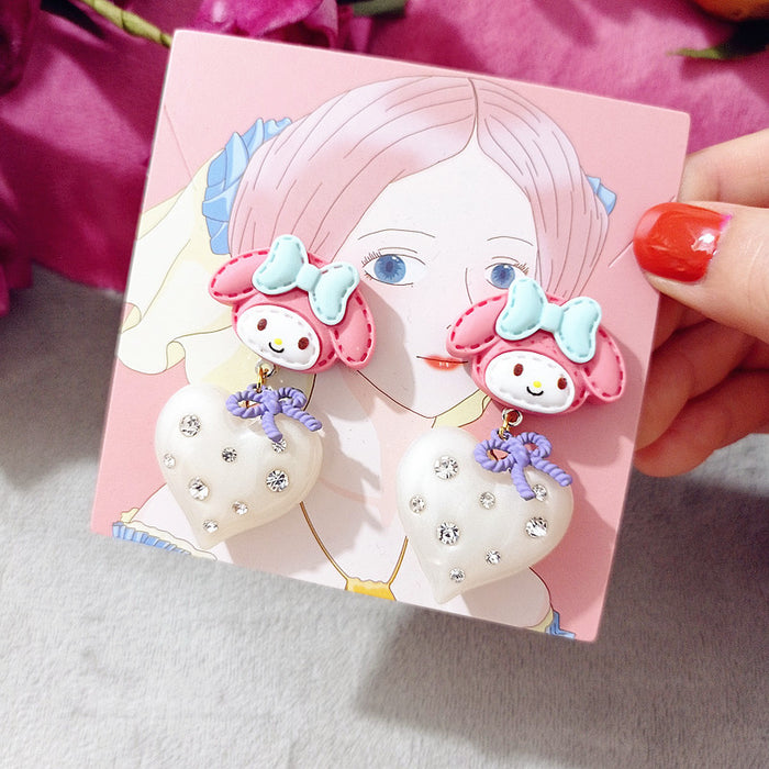 Wholesale Earrings Resin Cute Cartoon Rhinestone Love (S) JDC-ES-Xingj021