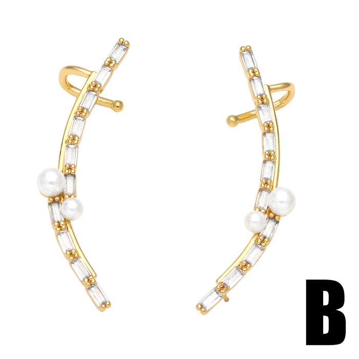 Wholesale Earrings Copper Plated 18K Gold Zircon Ear Clips JDC-PREMAS-ES-013