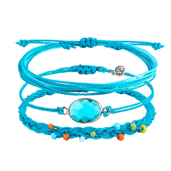 Wholesale Bracelet Set Boho Wax Thread Braided Rice Bead Bracelet MOQ≥3 JDC-BT-QiuX011