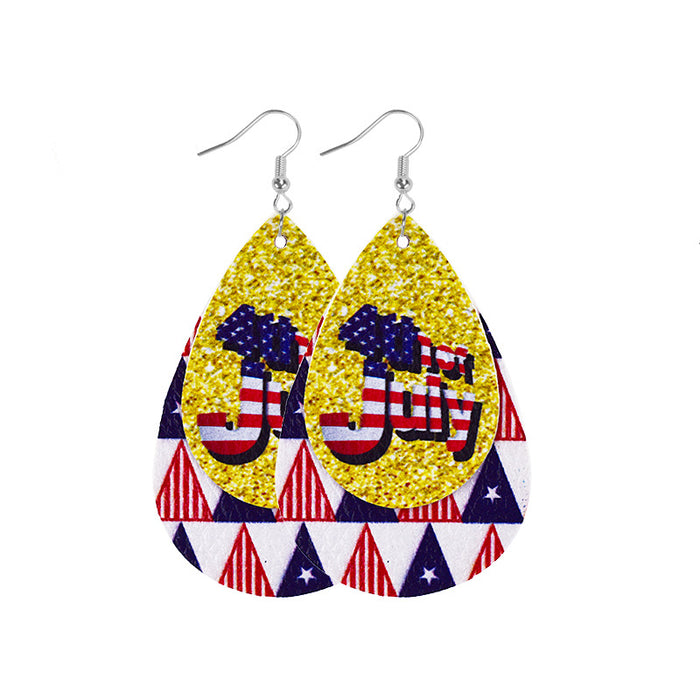 Wholesale goddess image leather earrings flag style JDC-ES-zl062