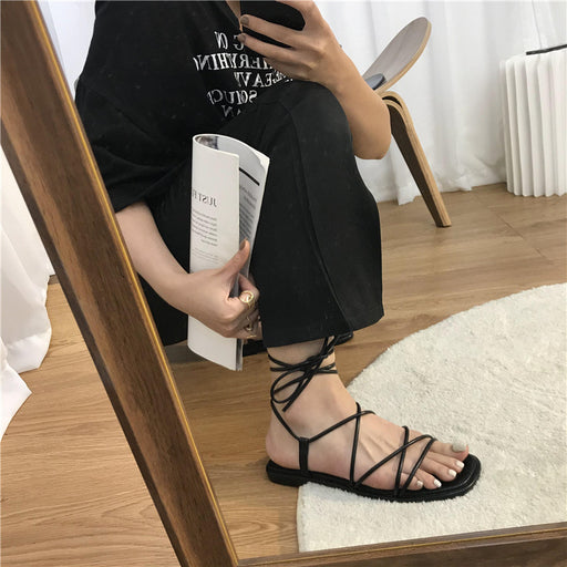 Jewelry WholesaleWholesale Vintage Open Toe Lace Up Summer Flat Soft Sole Sandals JDC-SD-JingL001 Sandal 锦礼 %variant_option1% %variant_option2% %variant_option3%  Factory Price JoyasDeChina Joyas De China