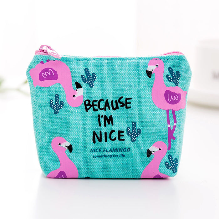 Wholesale Cartoon Flamingo Canvas Coin Purse MOQ≥3 JDC-WT-Xiaom001