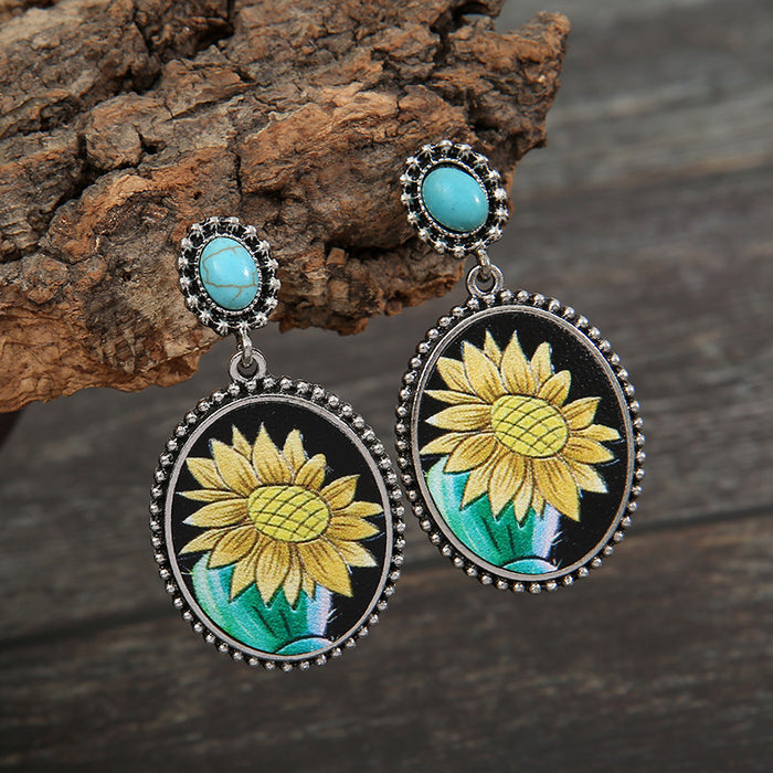 Jewelry WholesaleWholesale vintage cactus sunflower turquoise earrings JDC-ES-saip040 Earrings 赛蒲 %variant_option1% %variant_option2% %variant_option3%  Factory Price JoyasDeChina Joyas De China