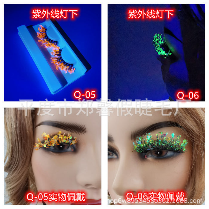 Wholesale 3D Luminous Synthetic Fiber False Eyelashes Glow  MOQ≥3 JDC-EY-ZXin001