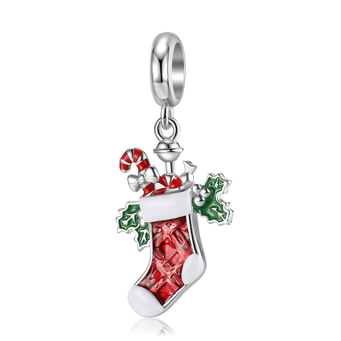 Wholesale Charms S925 Sterling Silver Christmas Socks JDC-CS-MC003