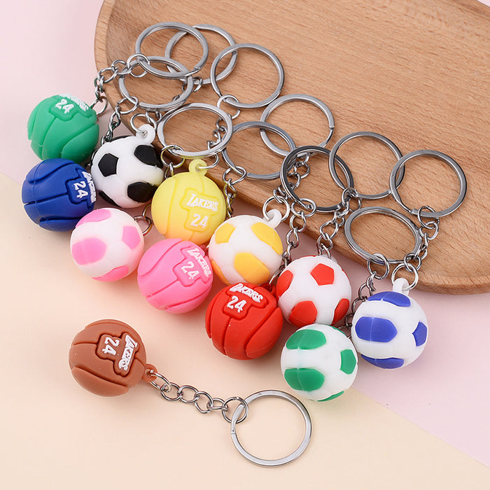 Wholesale Keychain PVC Cute Cartoon Football Basketball Pendant JDC-KC-AQing001