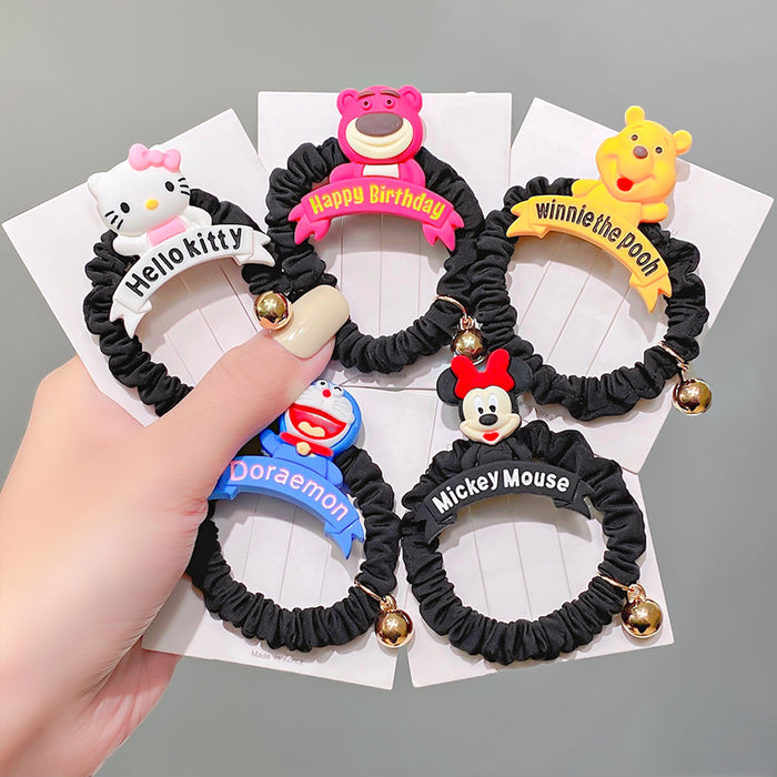 Wholesale cartoon kt cat letter brand hair ring fabric pleated small intestine ring JDC-HS-HShi001