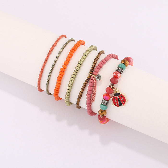 Wholesale Bracelet Rice Beads Alloy Glass Beads Handmade Multilayer Bohemian 10pcs JDC-BT-JINA004