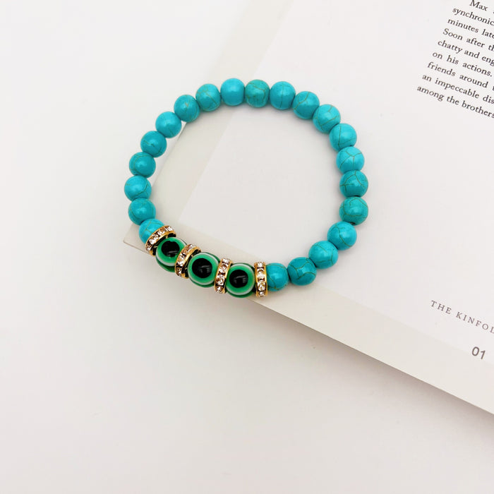 Wholesale Blue Eyes 8mm Bohemian Couple Style Green Bracelet MOQ≥2 JDC-BT- QingH005