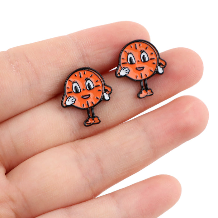 Wholesale Earrings Alloy Cartoon Green Leaf Rainbow Color Heart Stud Earrings JDC-ES-kubei008