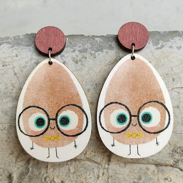 Wholesale Earrings Wooden Cute Potatoes Reading 2 Pairs JDC-ES-Heyi052