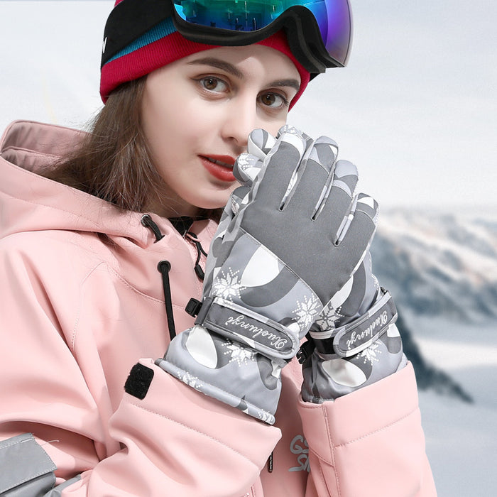 Wholesale Gloves Polyester Waterproof Warm Outdoor Ski Printing Touch Screen JDC-GS-XiJL002