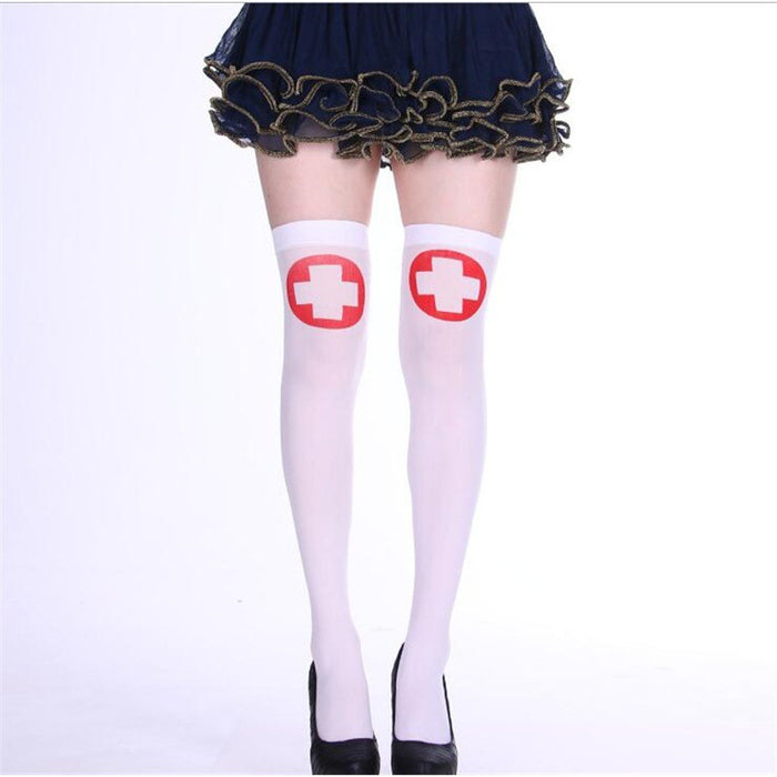 Wholesale Socks Polyester Halloween Bat Skull Bones Over Knee Stockings MOQ≥2 JDC-SK-Shuangniu001