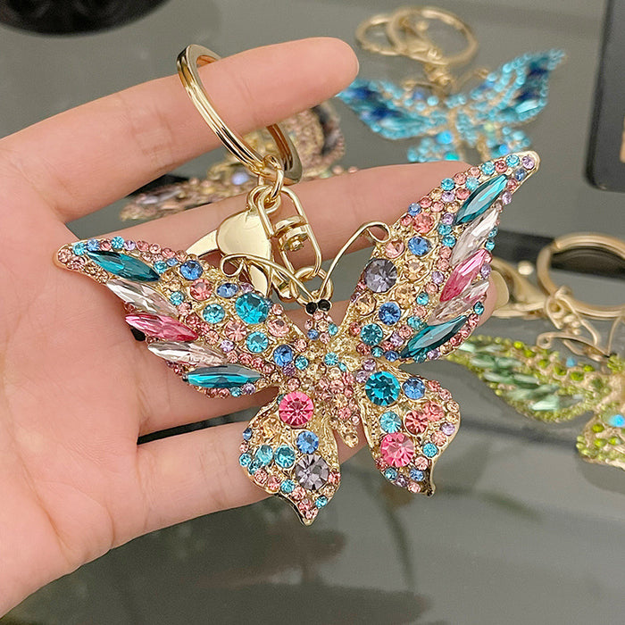 Wholesale Retro New Rhinestone Butterfly Keychain MOQ≥2 JDC-KC-CH036