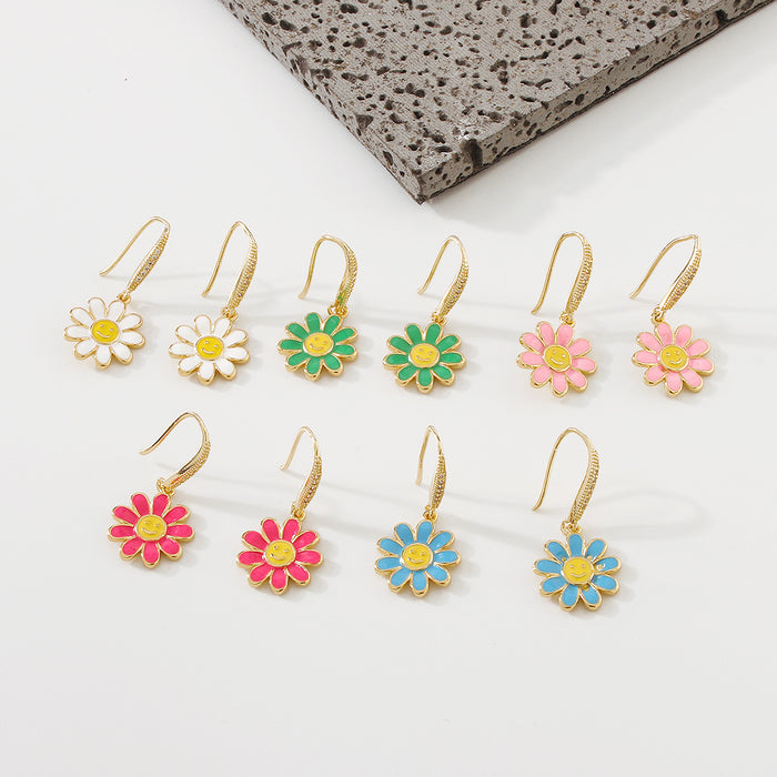 Wholesale Small Daisy Earrings Personality Sweet Micro Inlay JDC-ES-Qiandi003