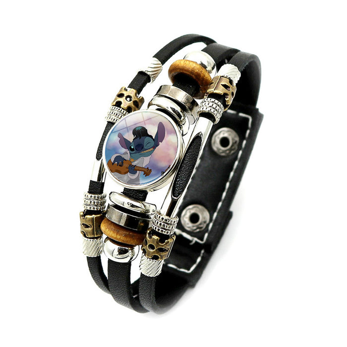 Wholesale Cartoon Alloy Glass Leather Cord Bracelet (M) JDC-BT-XuS007