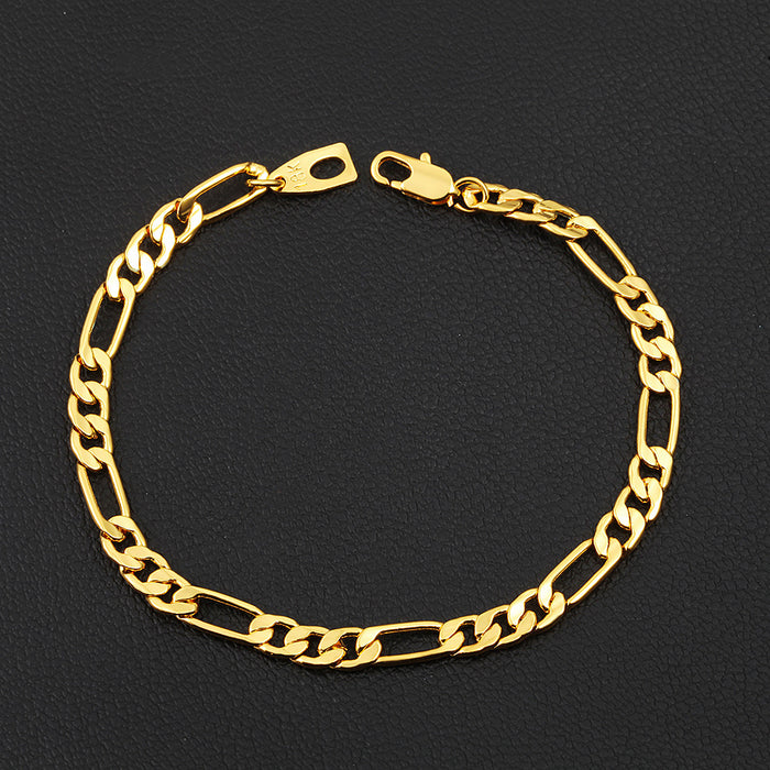 Wholesale Copper Gold Plated Figaro Chain 5mm Thick Bracelet JDC-BT-TianM004