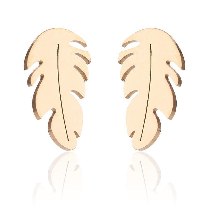 Wholesale Stainless Steel Leaf Earrings JDC-ES-SS010