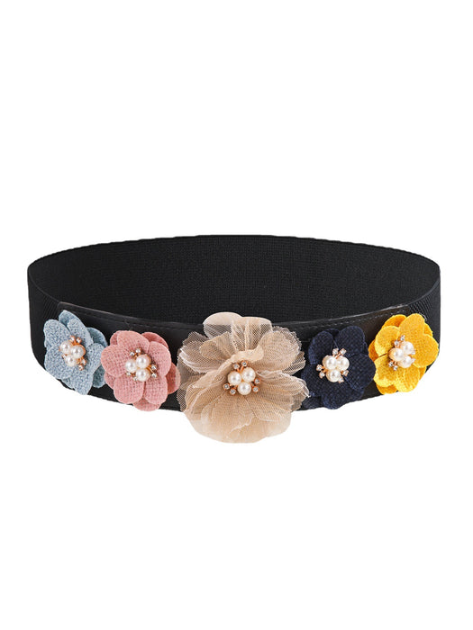 Wholesale Elastic Girdle Flower Pearl Belt JDC-WB-SuiY003