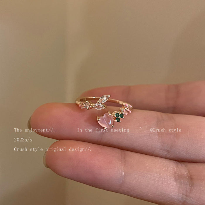 Wholesale Rings Copper Heart Zircon Adjustable MOQ≥2 JDC-RS-YanB006