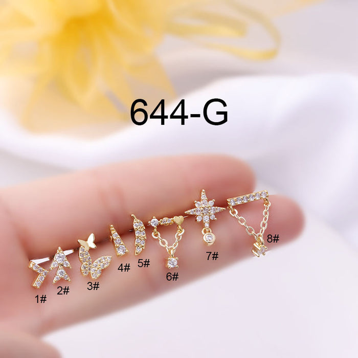 Jewelry WholesaleWholesale stainless steel screw screw screw ball piercing stud earrings MOQ≥2 JDC-ES-Henst008 Piercings 亨森 %variant_option1% %variant_option2% %variant_option3%  Factory Price JoyasDeChina Joyas De China