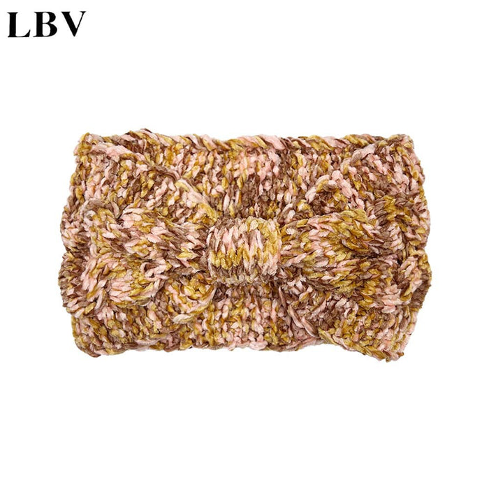 Wholesale Headband Fabric Twist Bow Knit Ear Guards Autumn and Winter MOQ≥2 JDC-HD-WenG001