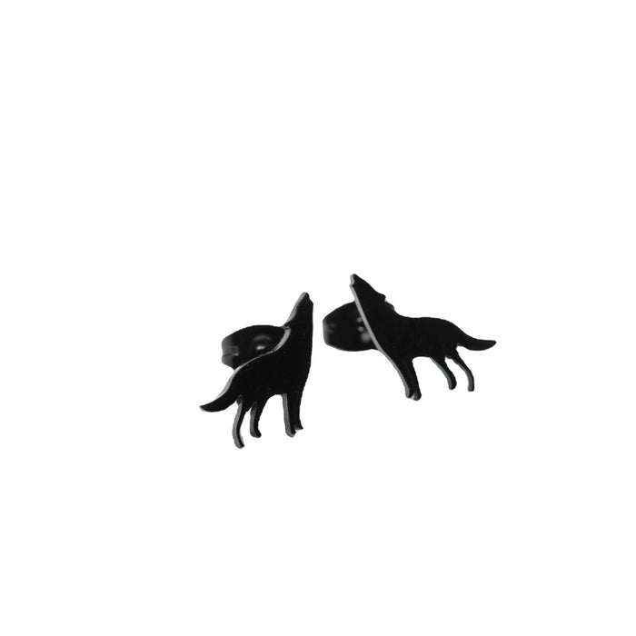 Wholesale Earrings Titanium Steel Animal Wolf Earrings Cartoon Cute Stud Earrings JDC-ES-JS007