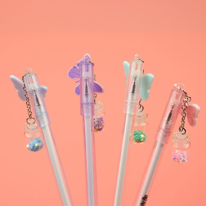 Wholesale Ballpoint Pen Plastic Butterfly Wishing Bottle Pendant Gel Pen JDC-BP-WangL005