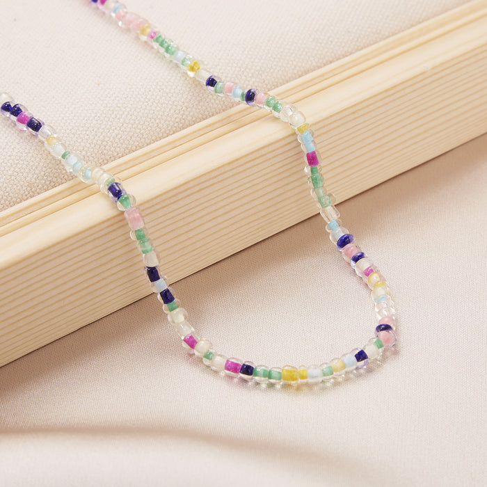 Jewelry WholesaleWholesale transparent colored rice BEADS BEADED neck chain necklace JDC-NE-YinH001 necklaces 颖皓 %variant_option1% %variant_option2% %variant_option3%  Factory Price JoyasDeChina Joyas De China