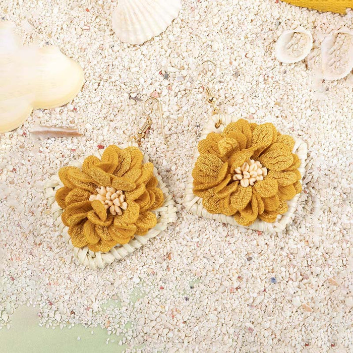 Wholesale Pastoral Flower Rattan Earrings MOQ≥3 JDC-ES-XLH001