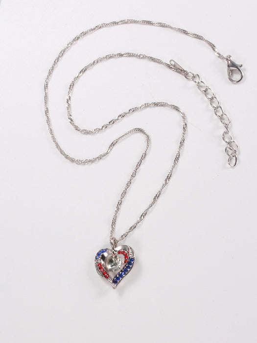 Wholesale Braveheart Colored Diamond Heart Alloy Zircon Necklace MOQ≥2 JDC-NE-MiMeng029