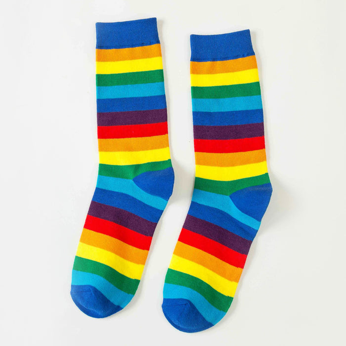 Wholesale Sock Cotton Rainbow Breathable Sweat Absorb MOQ≥3 JDC-SK-YWCX003