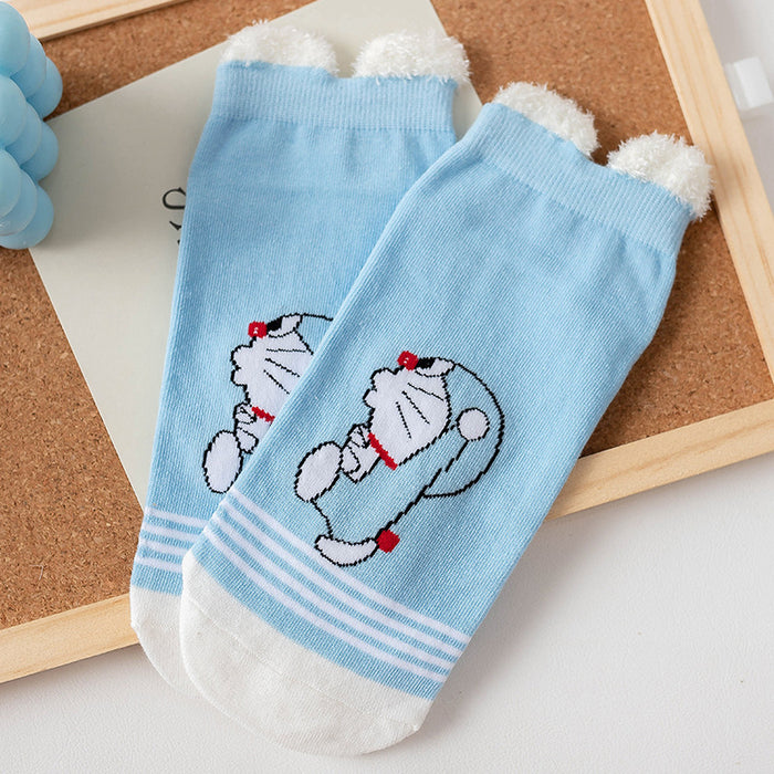 Wholesale socks summer cute cartoon personality three-dimensional ears light mouth blue boat socks JDC-SK-CYu011