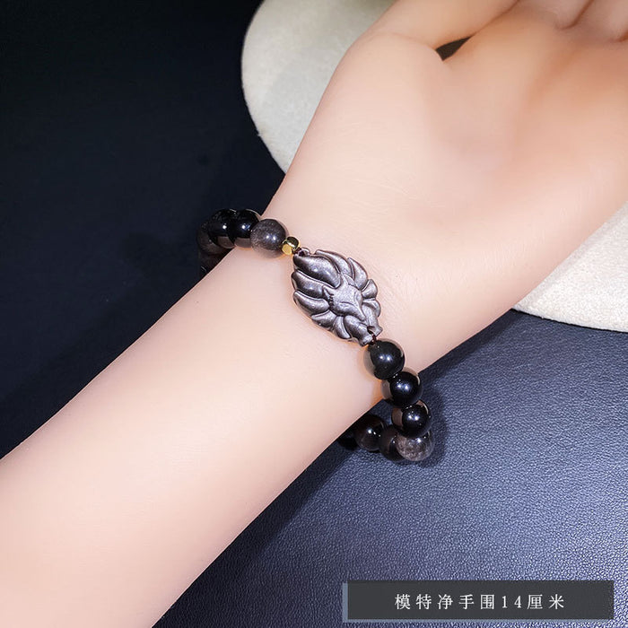 Jewelry WholesaleWholesale Silver Obsidian Fox Obsidian Bracelet Beads JDC-BT-BaiM010 Bracelet 百慕 %variant_option1% %variant_option2% %variant_option3%  Factory Price JoyasDeChina Joyas De China