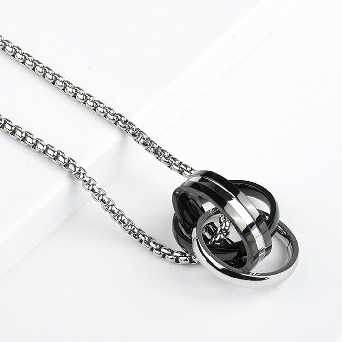 Jewelry WholesaleWholesale eternal love double ring titanium steel necklace JDC-NE-ShengF010 Necklaces 胜丰 %variant_option1% %variant_option2% %variant_option3%  Factory Price JoyasDeChina Joyas De China