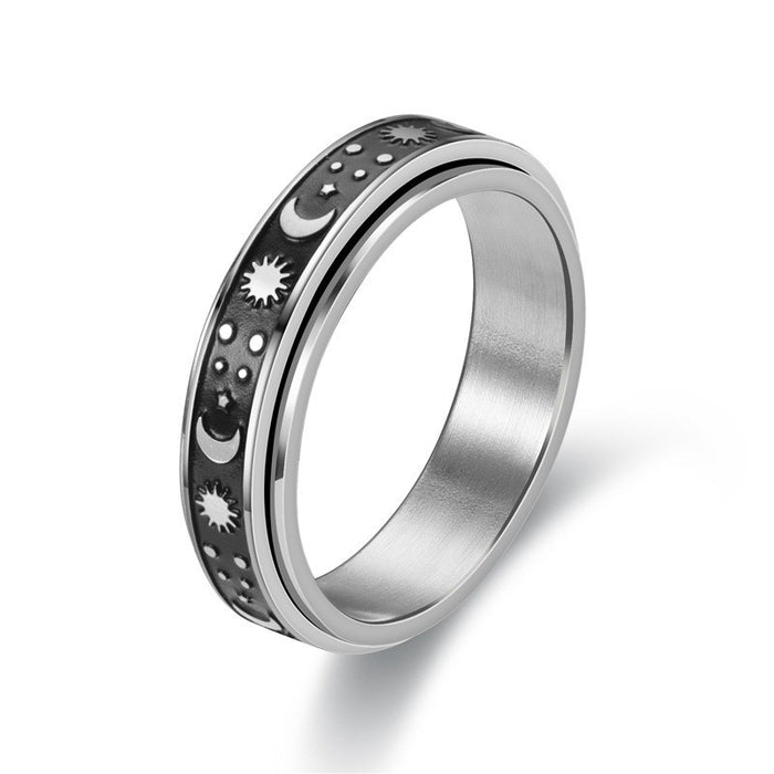 Jewelry WholesaleWholesale Titanium Steel Rotating Stars Moon Decompression Anti-Anxiety Ring JDC-RS-DingC001 Rings 顶潮 %variant_option1% %variant_option2% %variant_option3%  Factory Price JoyasDeChina Joyas De China