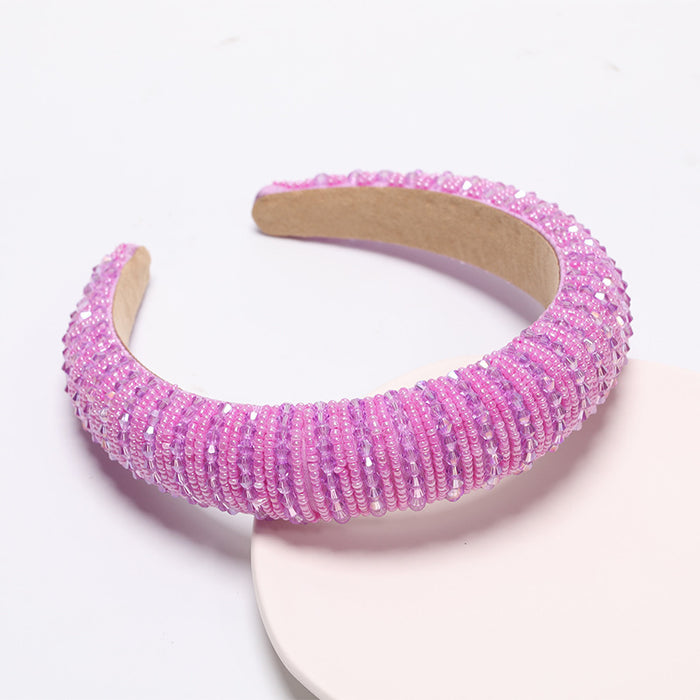 Wholesale pure hand string crystal wide-brimmed headband sponge JDC-HD-AIH002