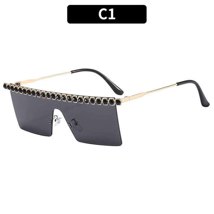 Wholesale Sunglasses PC Frame One Piece Diamonds JDC-SG-XiA048