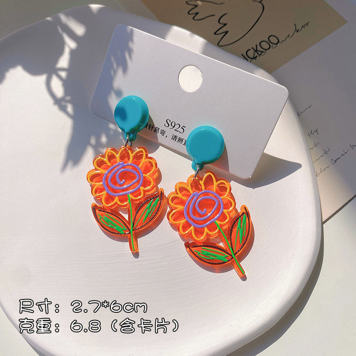 Jewelry WholesaleWholesale geometric candy color graffiti embossed stud stud earrings MOQ≥2 JDC-ES-XiaY002 Earrings 夏樱 %variant_option1% %variant_option2% %variant_option3%  Factory Price JoyasDeChina Joyas De China