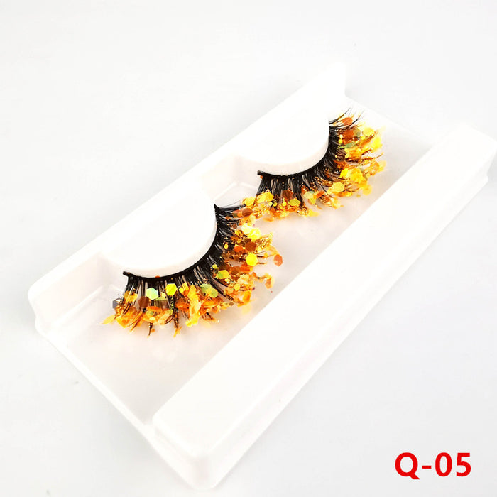 Wholesale Color Luminous 3D False Eyelashes Natural Glitter Sequins MOQ≥3 JDC-EY-XLin001