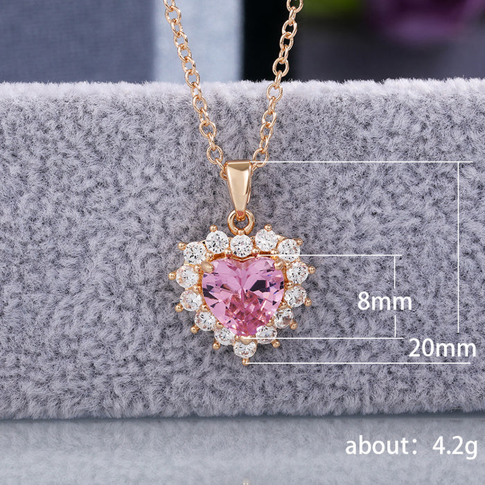 Jewelry WholesaleWholesale Simple Pink Diamond Heart Zircon Necklace MOQ≥2 JDC-NE-Caos016 Necklaces 曹适 %variant_option1% %variant_option2% %variant_option3%  Factory Price JoyasDeChina Joyas De China