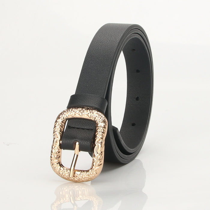 Wholesale fashion ladies belt with engraved metal buckle JDC-WB-KuP007