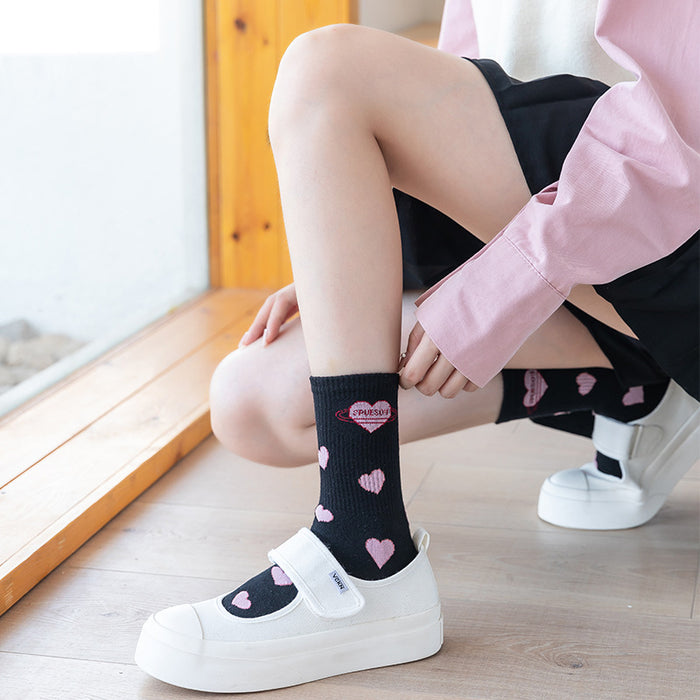 Wholesale socks women's socks pink love cute MOQ≥2 JDC-SK-CYu017