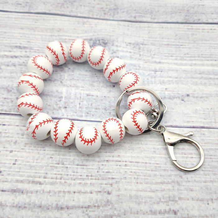 Wholesale 4th of July Independence Day Wooden Bead Bracelet Keychain Pendant MOQ≥2 JDC-KC-KDL001