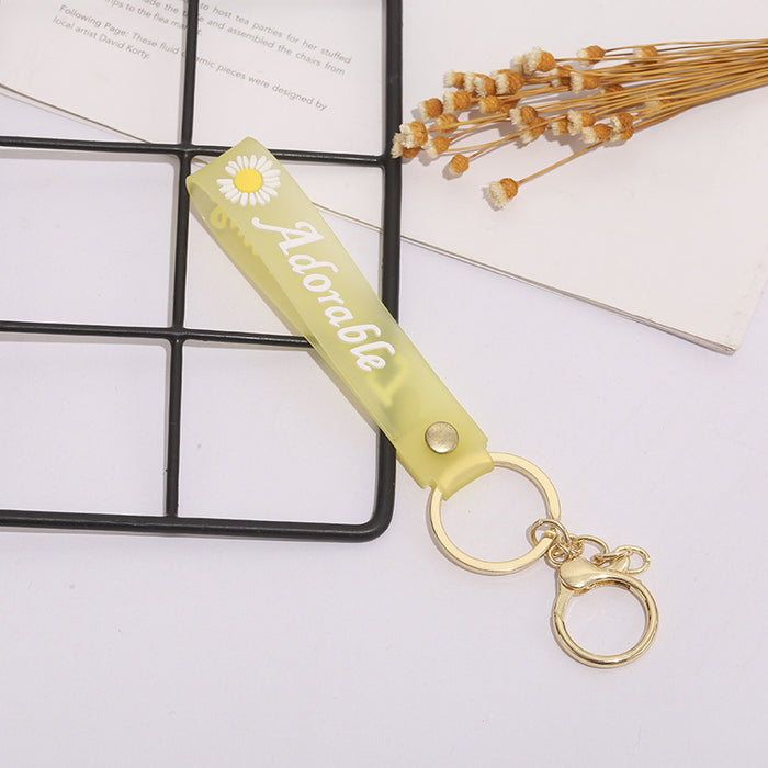 Wholesale Keychain PVC Soft Rubber Chrysanthemum Letters Flower Lanyard MOQ≥10 JDC-KC-ZaoYang004