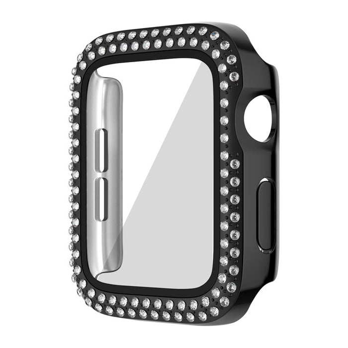 Wholesale Watch Case PC Double Row Flash Diamond Belt Film iWatch Protective Cases MOQ≥2 JDC-WD-KuYue001