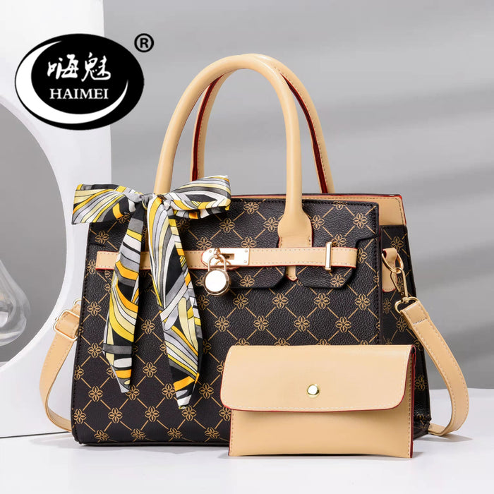 Wholesale Shoulder Bag PU Vintage Print Bow Handbag Diagonal Cross (F) JDC-SD-haim007