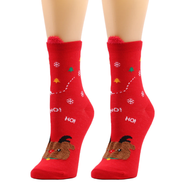 Wholesale Socks Polyester Christmas Santa Claus Elk MOQ≥3 JDC-SK-XQ019