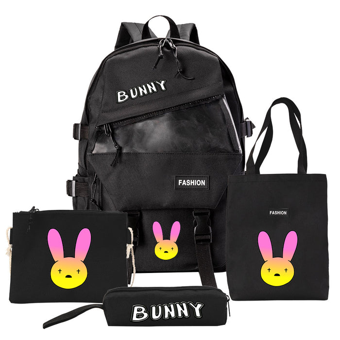 Wholesale Backpack Canvas Cute Cartoon Casual Shoulder Bag Pen Bag 4 Piece Set (F) JDC-BP-Tangs001