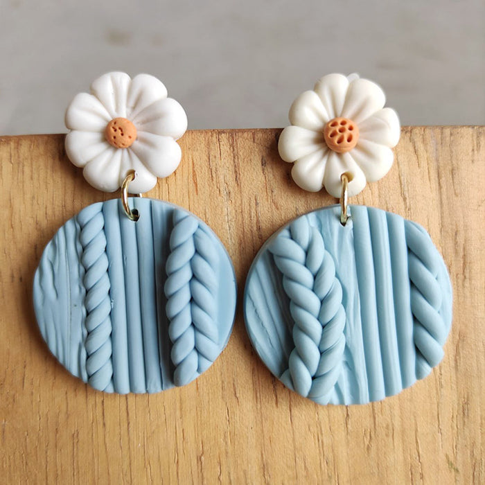 Wholesale Women's Earrings Handmade Soft Pottery Flower Earrings  MOQ≥3 JDC-ES-heyi015